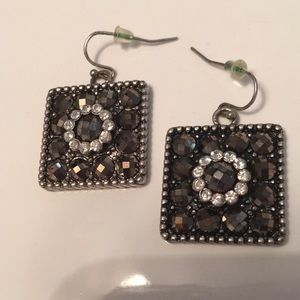 Square rhinestone dangle earrings